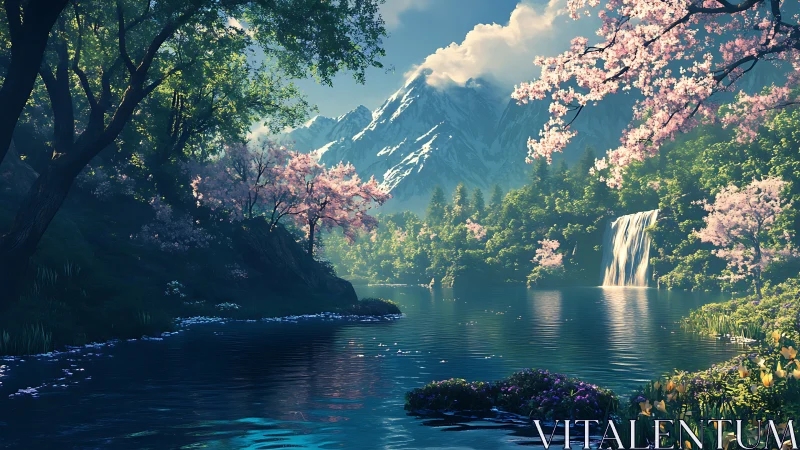 Springlit mountains whisper over a mirror-bright forest lake