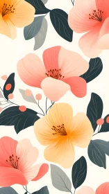 Botanical Gradient Florals: Peach, Coral, Gold with Teal Foliage