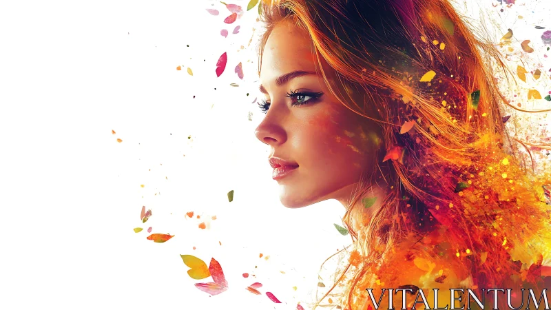 Profile portrait of woman with abstract color fragments.