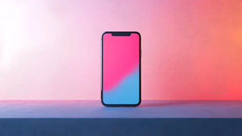 Modern Smartphone Glowing in Gradient Twilight Landscape.