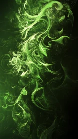 Emerald fractal swirls flow like gentle glowing forest winds
