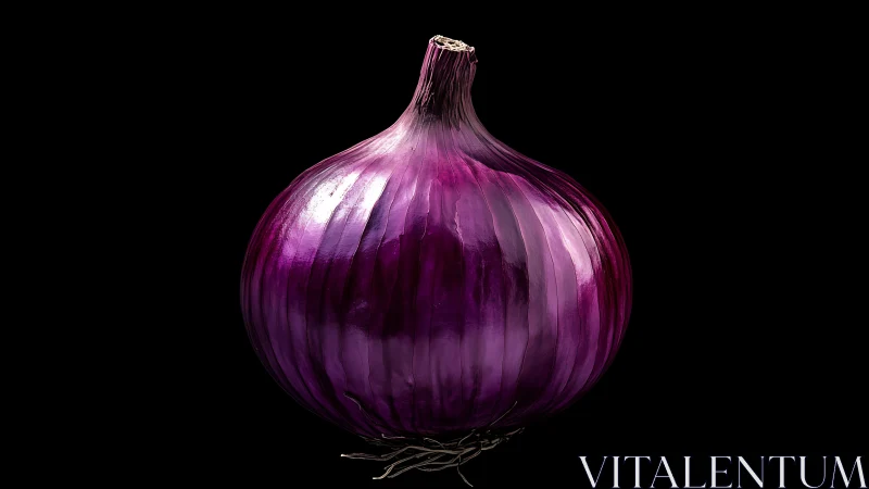 Deep purple onion glows softly against a midnight backdrop.