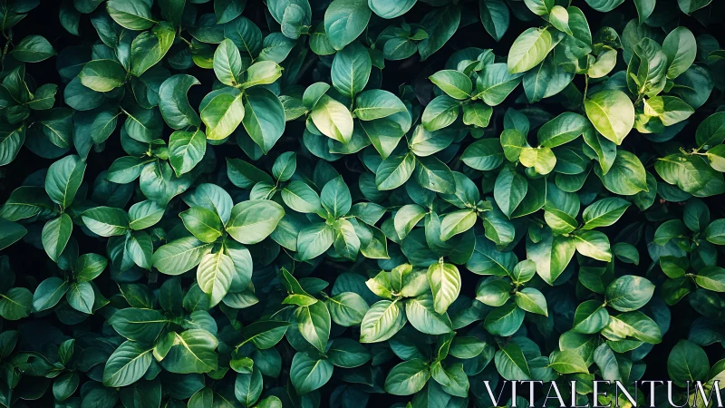 Dense green foliage pattern with overlapping oval leaves.