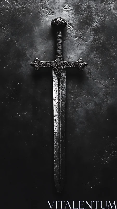 Weathered knightblade rests like quiet thunder on stone