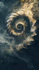 Spiral storm canyon curls the forest into a celestial shell