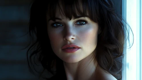 Photorealistic close-up portrait with soft window side-lighting.