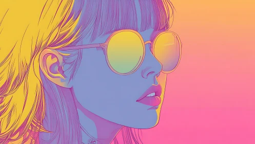 Neon daydream girl in sunset gradient shades of cool.