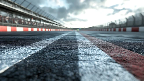 Freshly painted racing track lines glow with poised energy