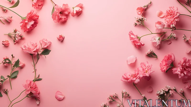 Pink carnations arranged on monochromatic background.