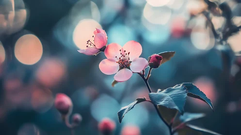 Pink Cherry Blossoms with Bokeh Background.
