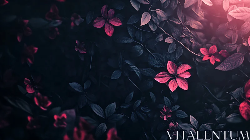 Crimson Blooms Pierce the Velvet Darkness