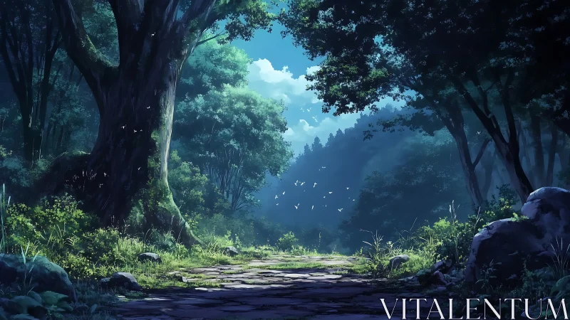 Verdant Cathedral: Ancient Forest Passage Opening to Sky.