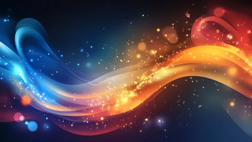 Glowing color waves flow through a cosmic abstract night