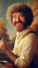 Smiling landscape painter in warm, nostalgic portraiture.