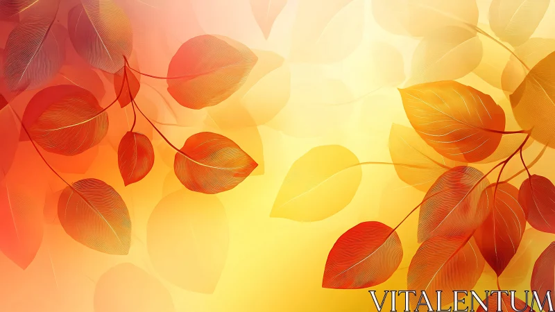 Glowing autumn leaves drift across a warm golden haze.