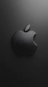 Apple Logo Textured in Metallic Black with Subtle Lighting Effects.