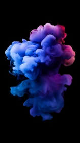 Chromatic ink cloud plumes in saturated gradient spectrum.