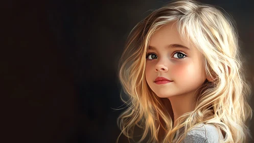 Luminous portrait of blonde child with delicate facial modeling