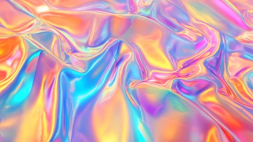 Iridescent holographic folds form fluid neon chromatic waves