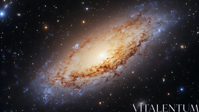 Spiral galaxy swirls like a cosmic ember in velvet night