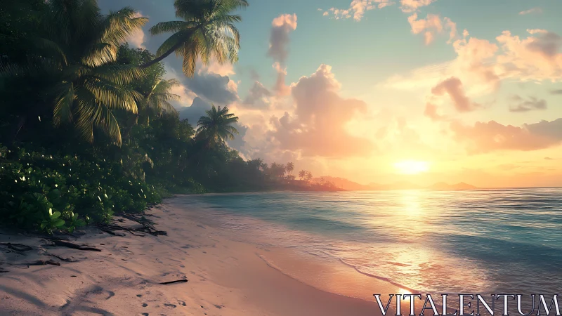 Golden Tropics: Where Palm Shadows Dance on Luminous Sand.