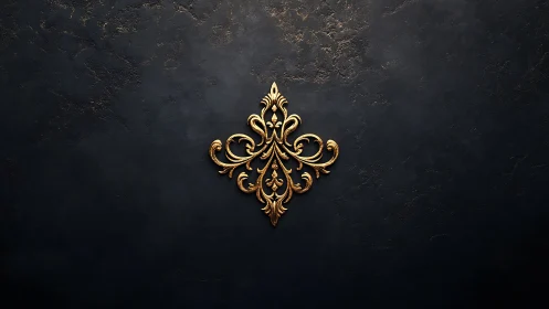 Ornate golden flourish crowned on midnight stone wall.