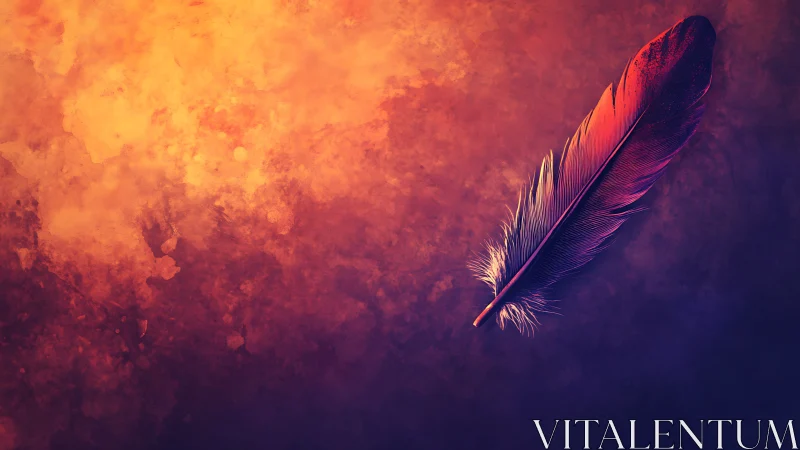 Luminous ember feather drifting across twilight canvas.