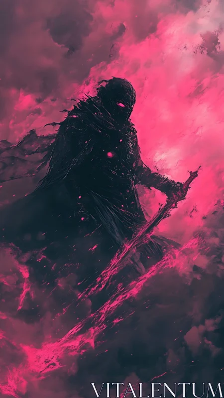 Voidwraith in neon stormlight brandishes a burning blade.