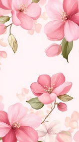 Watercolor Pink Floral Composition with Botanical Elements.