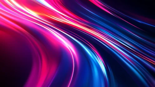 Curved neon light streaks flow across dark gradient background