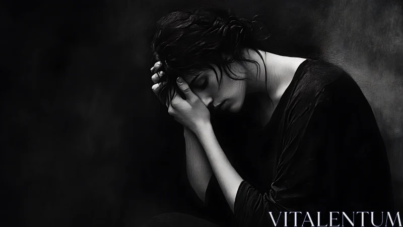 Monochrome side-lit portrait captures introspective emotional tension