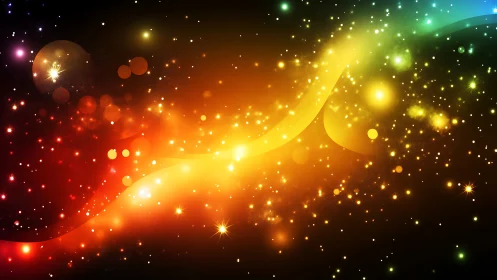 Spectral particle flow across luminous chromatic nebula field.