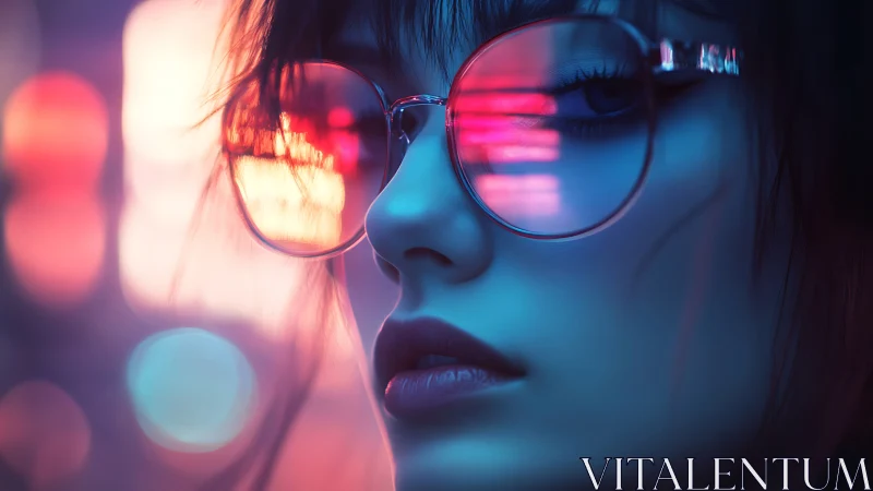 Neon-soaked gaze rewrites the city into electric whispers