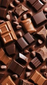 Chocolate Assortment with Cocoa Beans and Confectionery Pieces