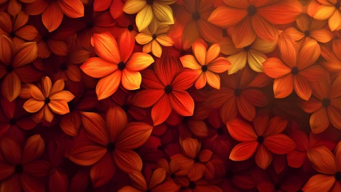 Molten Petals Dance: Abstract Floral Inferno Blooming.