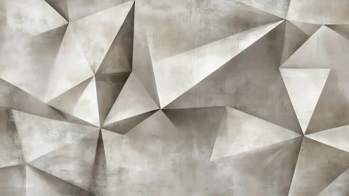 Geometric faceted wall surface in muted neutral tones.