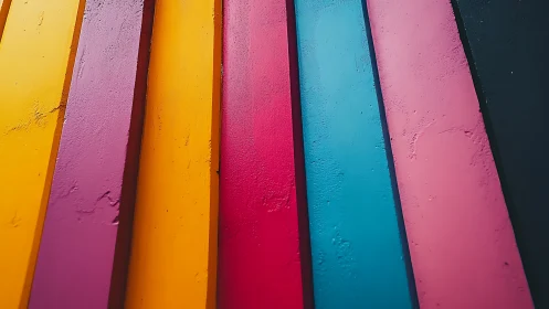 Oblique multicolor wall panels with vivid matte painted surfaces