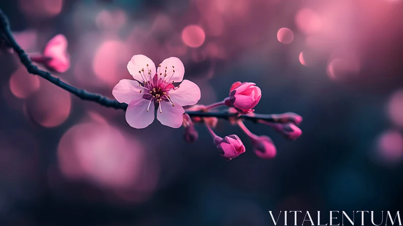 Cherry Blossoms Drift in Rose-Tinted Reverie.