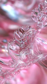 Crystalline pink fractal spirals form delicate translucent arcs