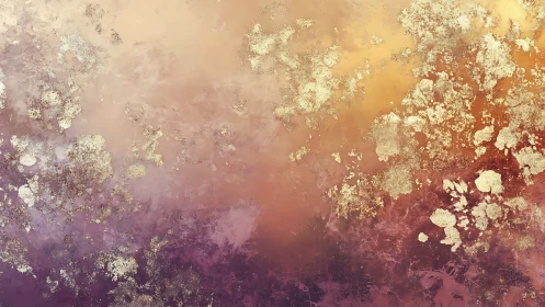 Gold patina abstract over rose and plum gradient field.