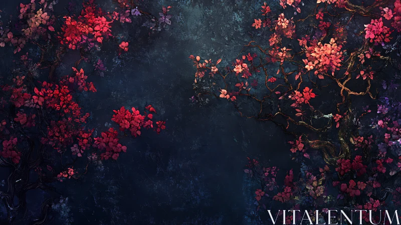 Vibrant Flowers Dance Against Deep Midnight Waters