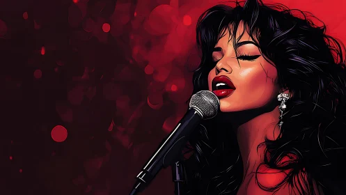 Singer surrenders to spotlight as rich crimson lights glow