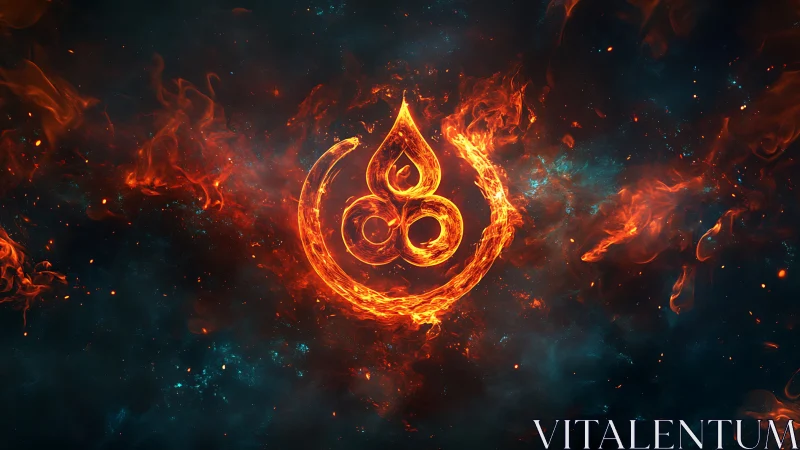 Luminous Fire Symbol Ablaze in Cosmic Inferno