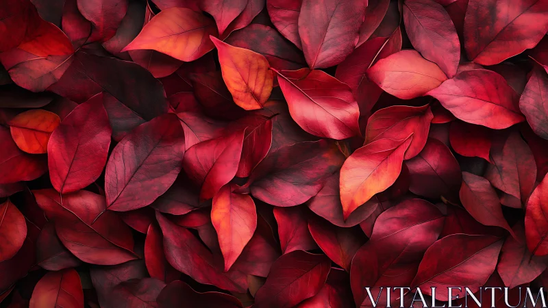Velvet red autumn leaves gathered in a cozy, vivid tapestry.