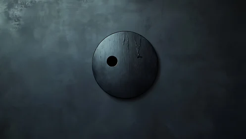 Quiet black circle with a single opening in the dark wall.