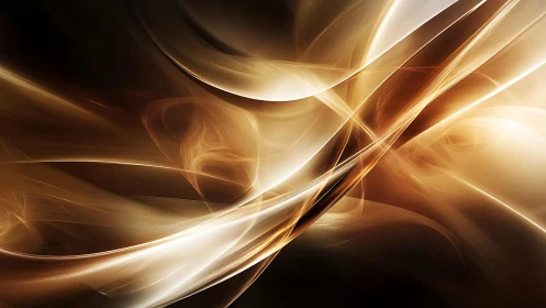 Elegant flowing golden abstract waves in digital art style.