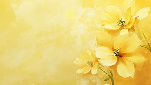 Golden Blossoms Painted in Soft Yellow Light