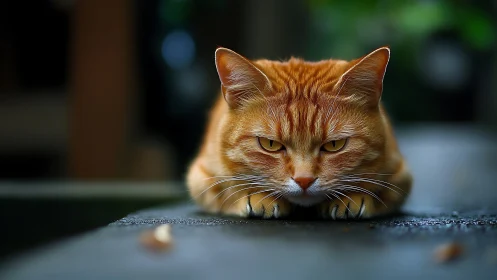 Amber-Eyed Feline in Predatory Repose: Portrait Study.