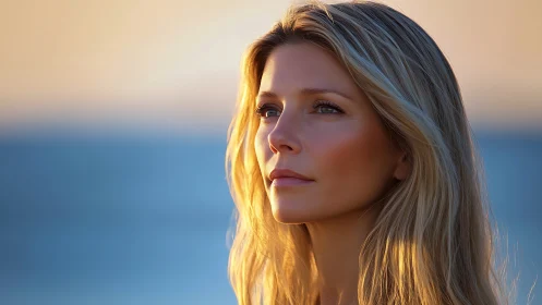 Portrait of a Thoughtful Woman at Sunset in Natural Light.