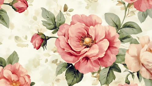 Garden Blooms in Soft Hues: Lovely Pink Roses.